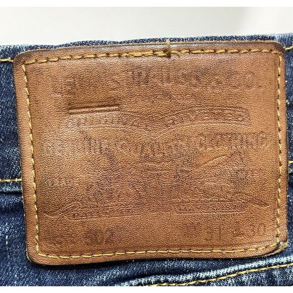 Levis 502 Big E Classic Tapered Below Waist Denim Jeans Mens 31x30 Blue Retro - Picture 7 of 12